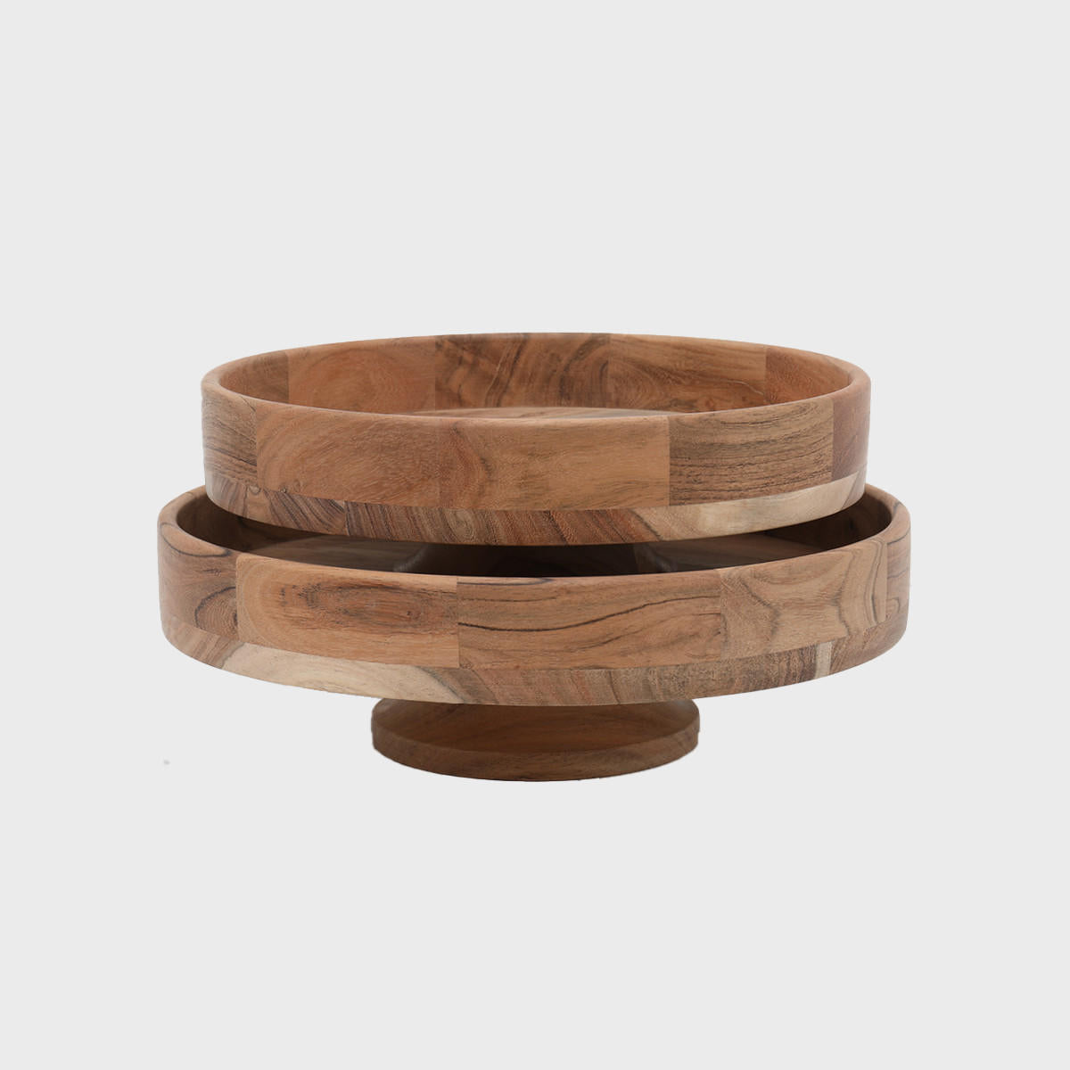 Acacia wood footed bowl.