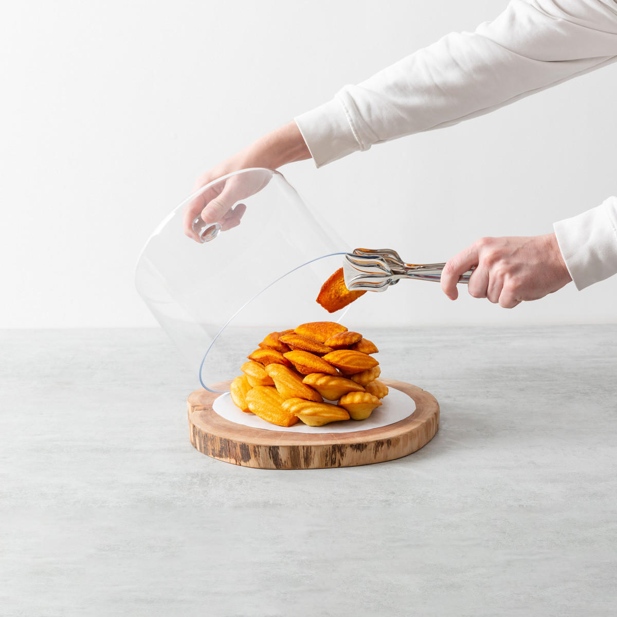 Mirror polish pastry tongs.