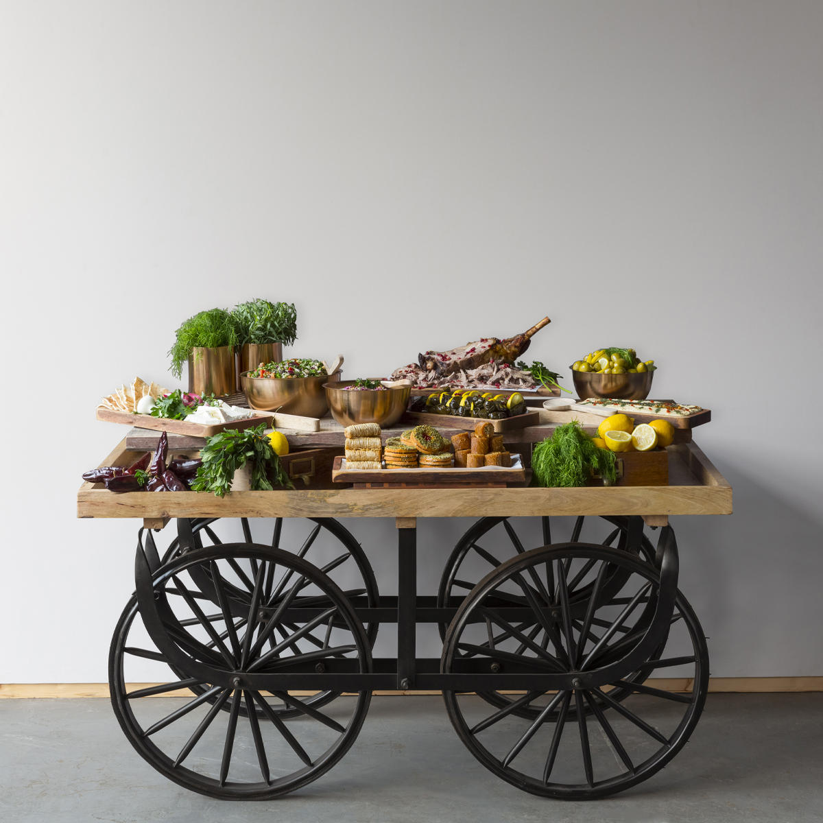 Large wooden market cart.