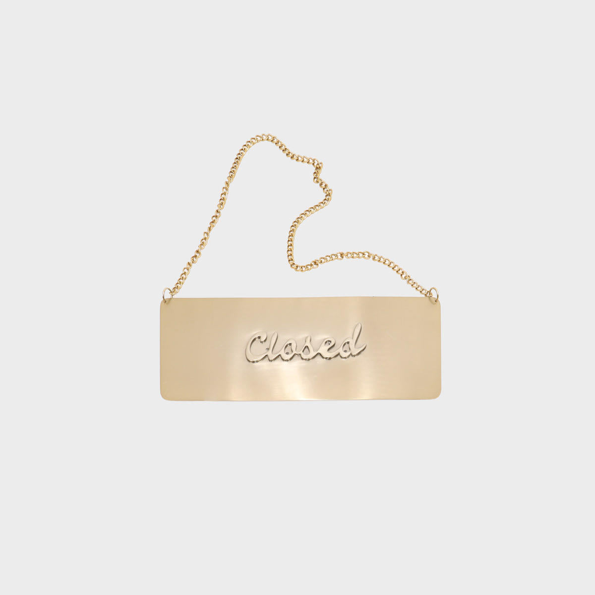 Matt brass open and closed hanging sign.