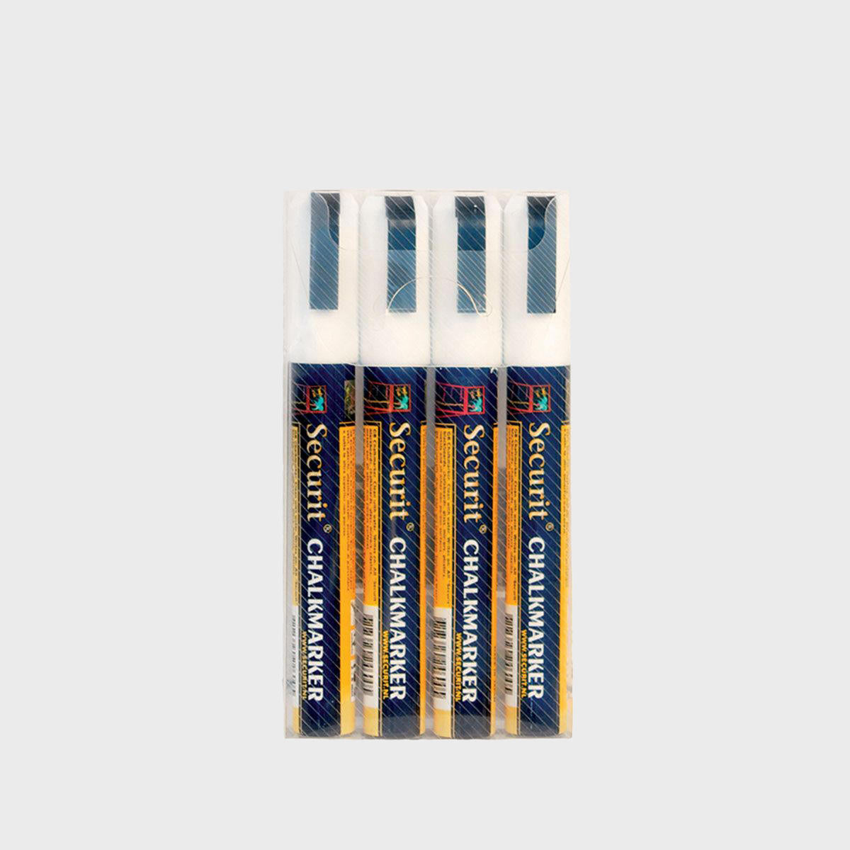 Securit white 6mm liquid chalk markers (set of 4).