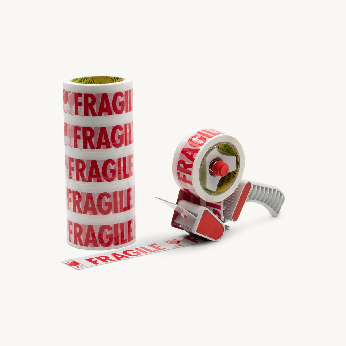 Fragile Packing Tape (50mm x 66M) x 6 with Dispenser