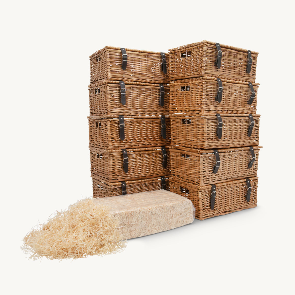 18 inch Wicker Hamper & Wood Wool Kit   HSK18