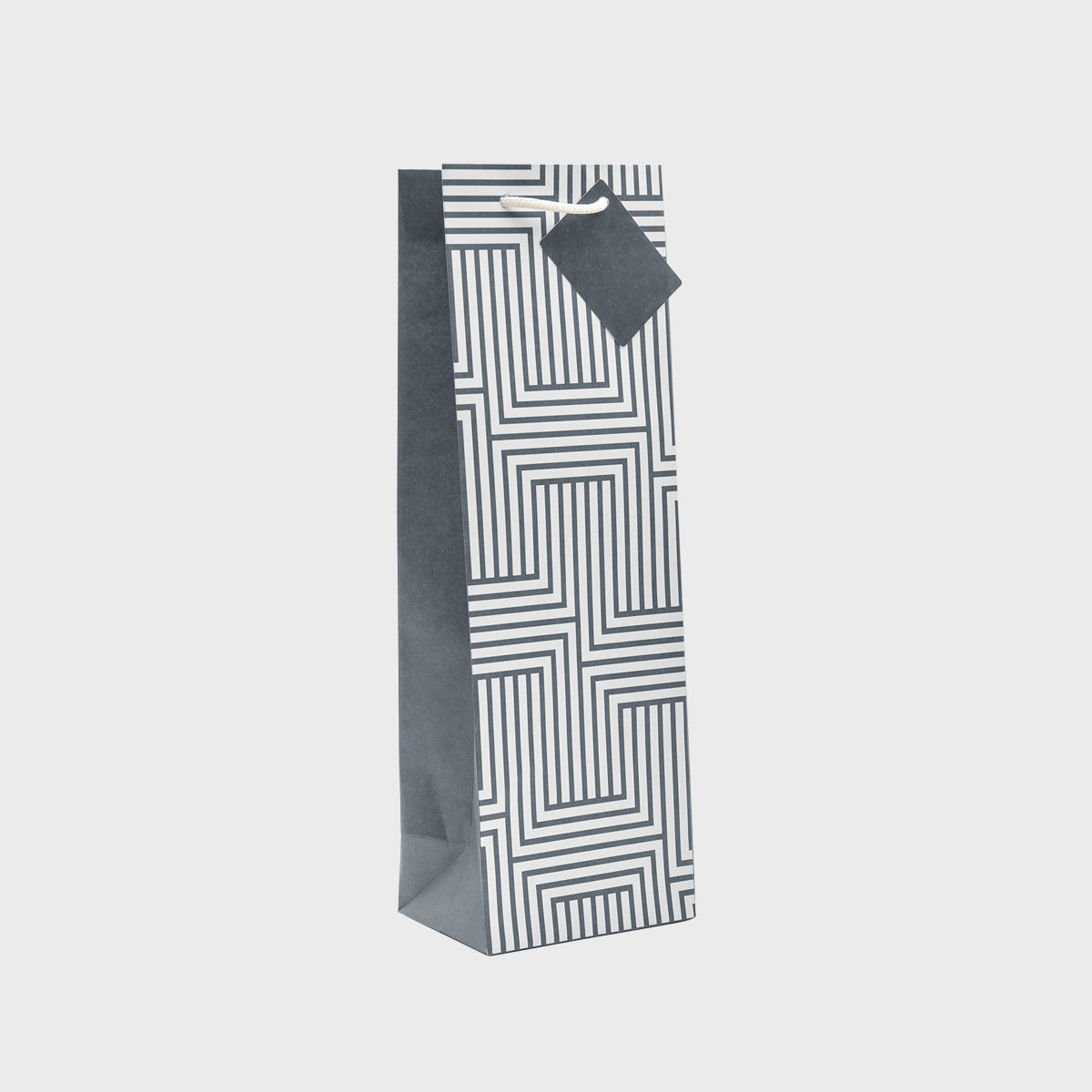 Grey and white geometric design 1 bottle gift bag