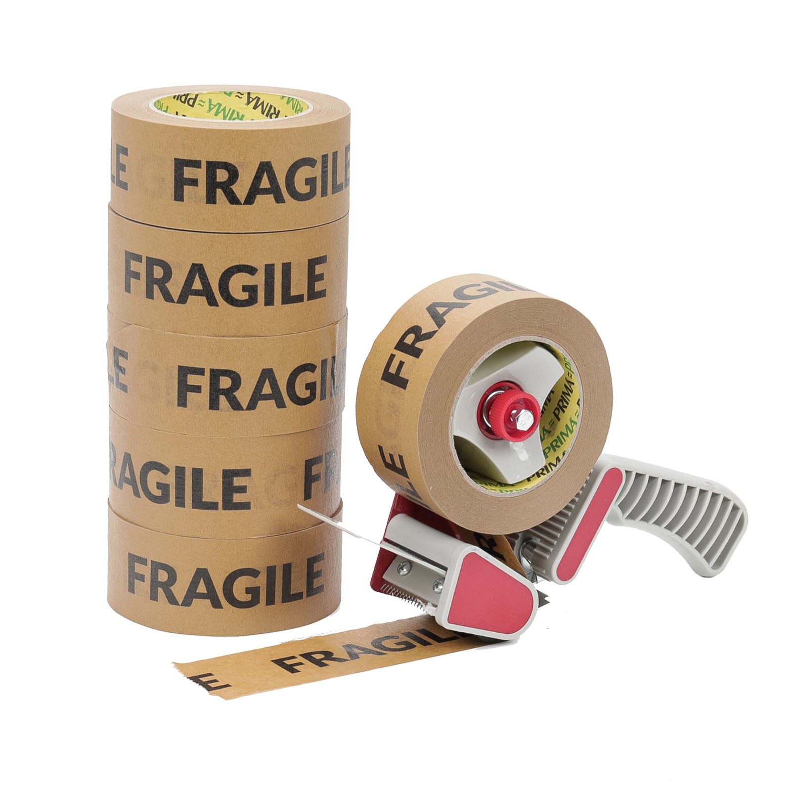 Fragile Kraft Paper Tape x 36 with Dispenser 50mm x 50M FRAGK36