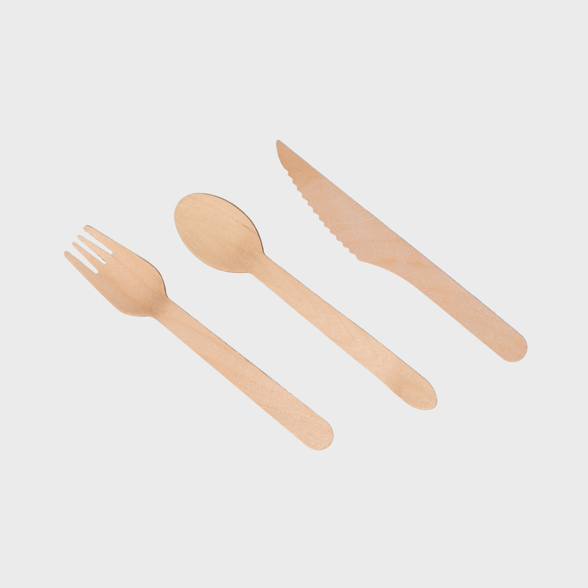 Wooden Disposable Fork knife and spoon160mm  WCF16