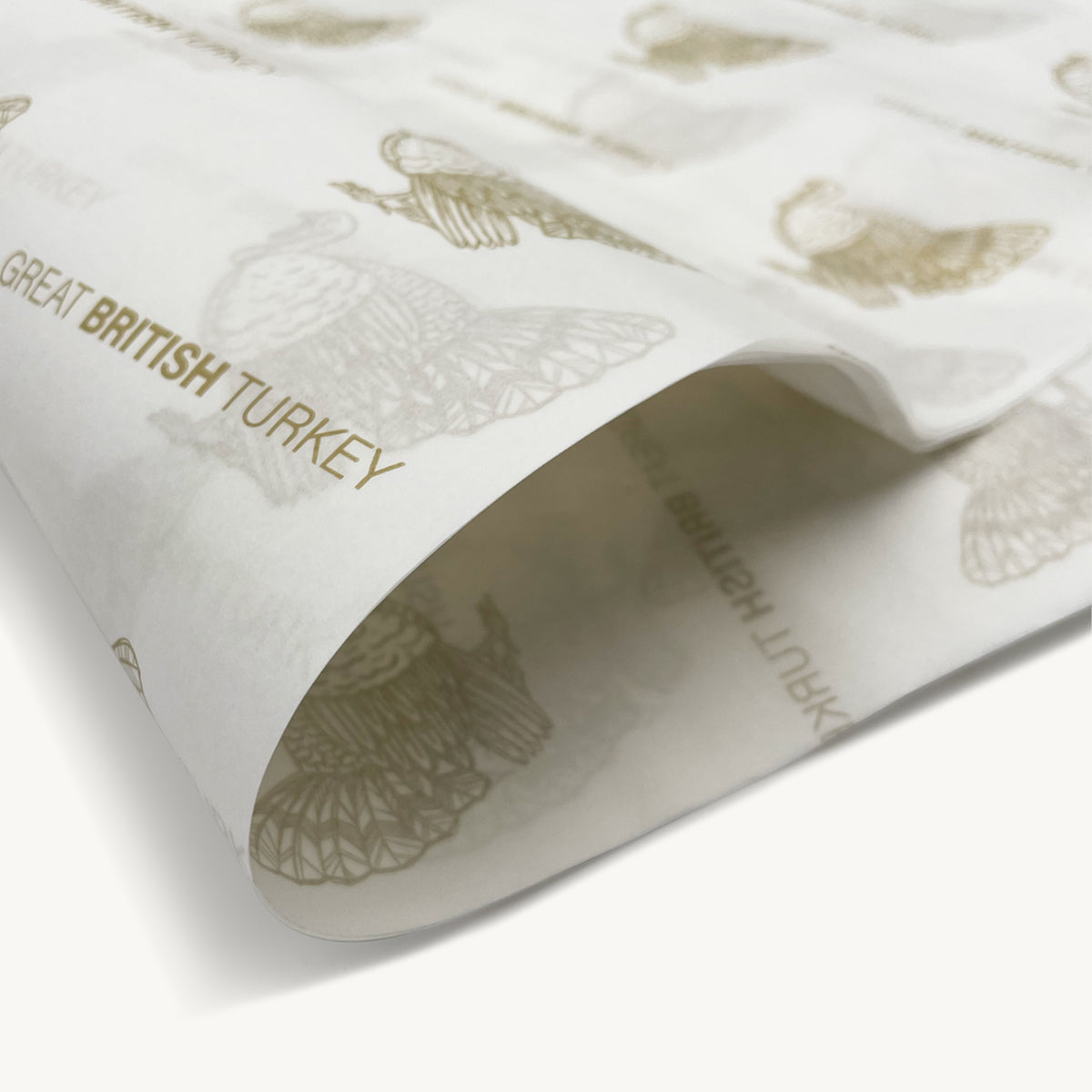 40gsm White Greaseproof Paper - Great British Turkey Print