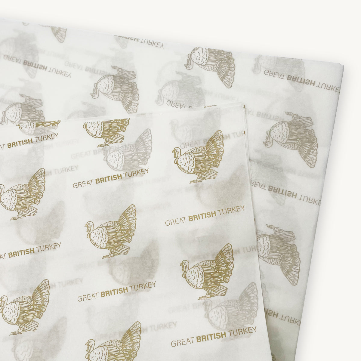 40gsm White Greaseproof Paper - Great British Turkey Print