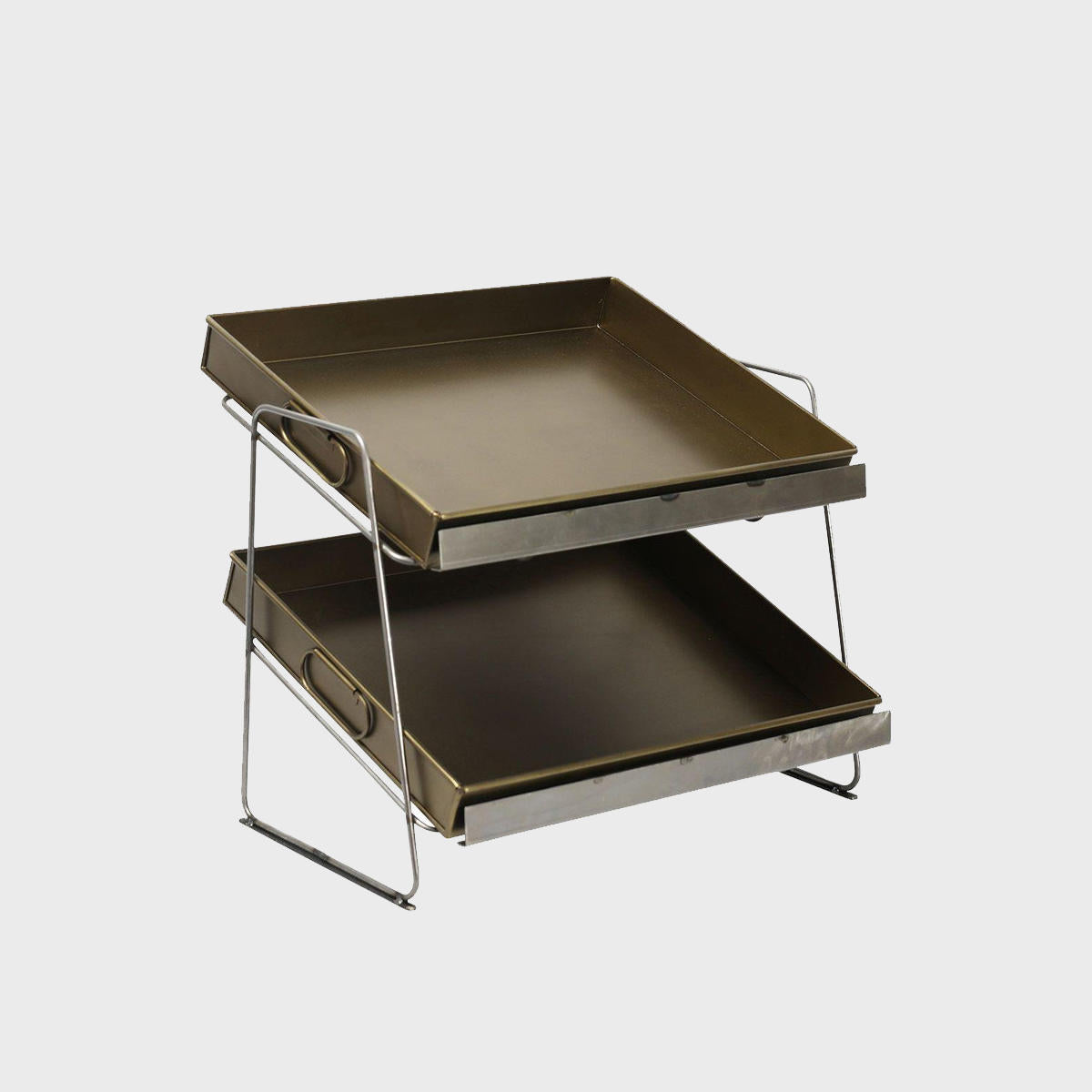 Railton Countertop Display Unit With Medium Brass Metal Trays