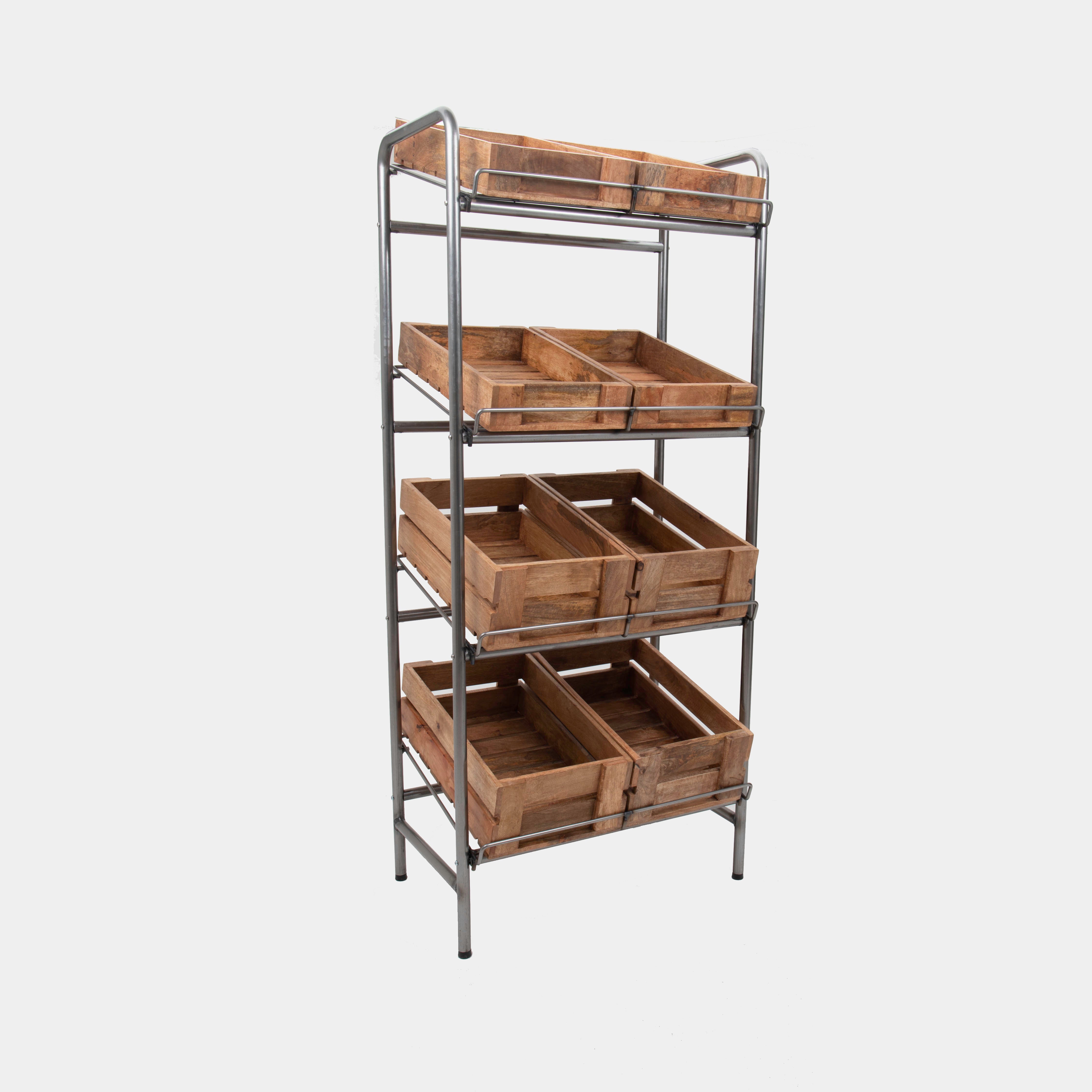 Camberwell Retail Stand 4 Shelf With Chatto Wooden Crates