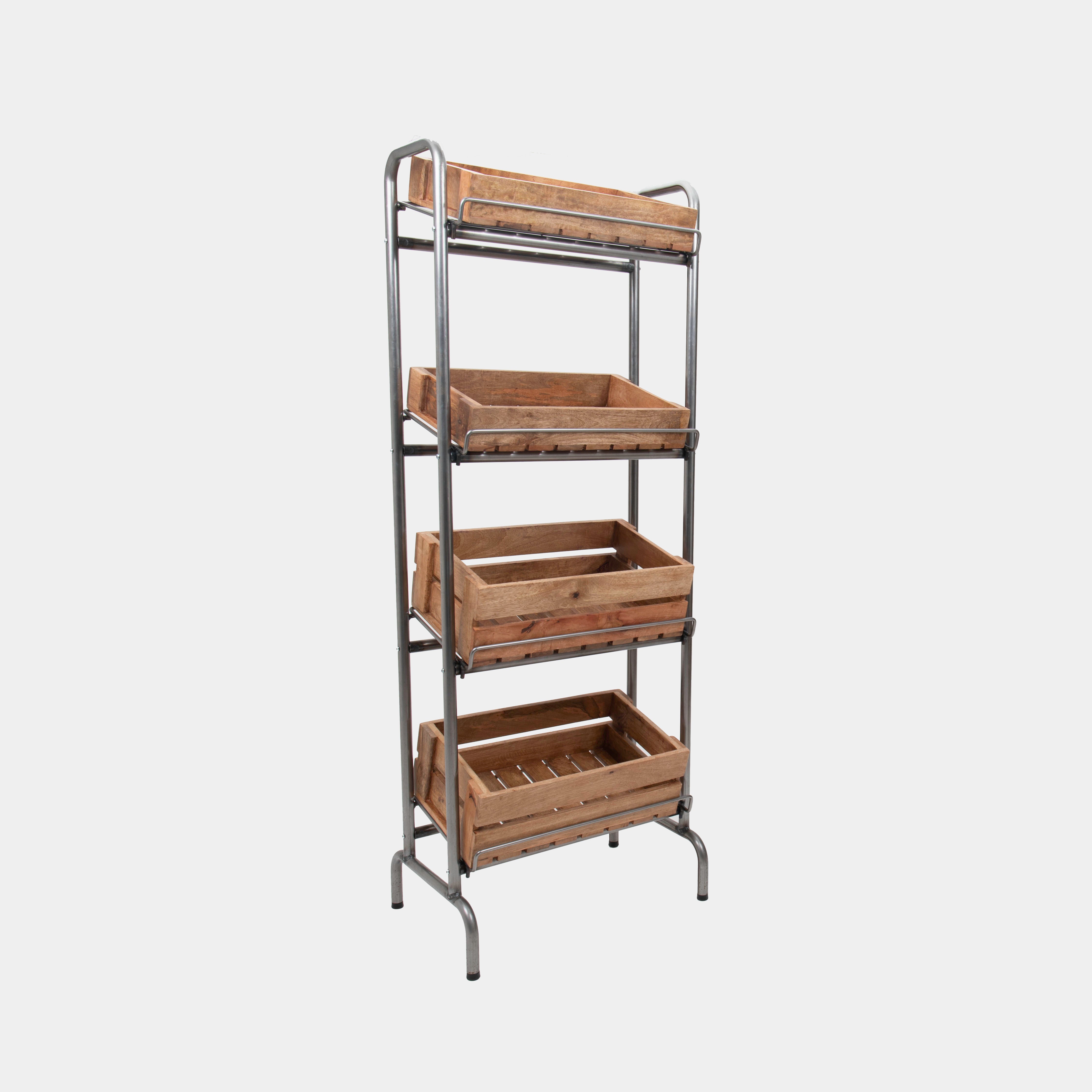 Camberwell Retail Stand 4 Shelf With Chatto Wooden Crates