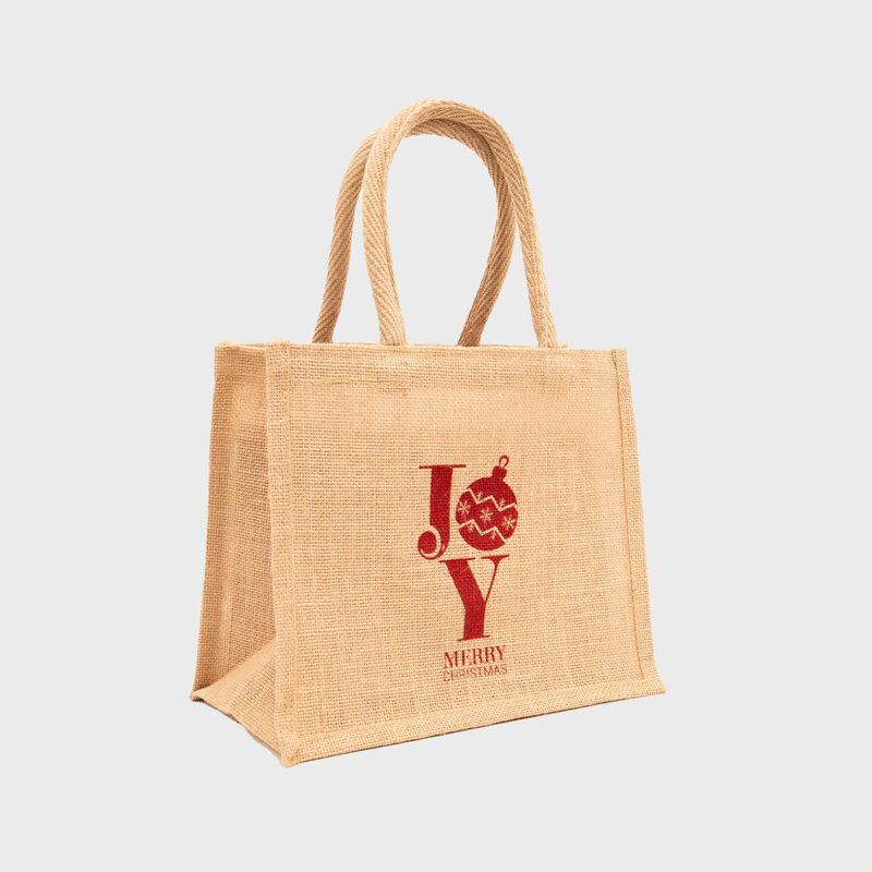 Small Natural Jute Christmas Joy Gift Bag