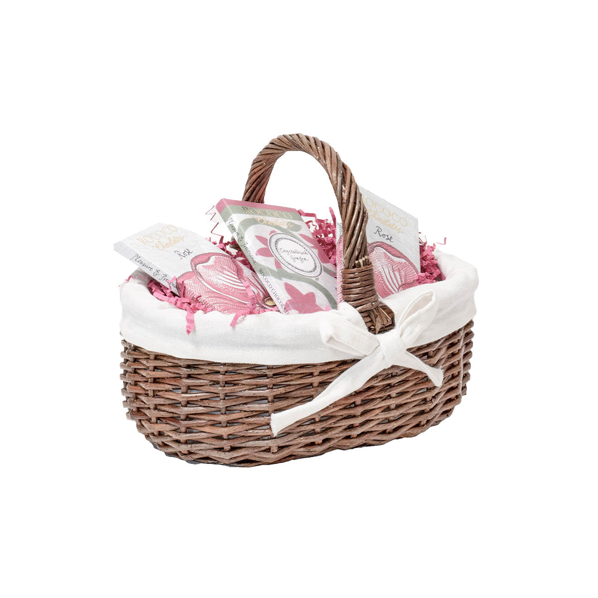 Wicker gift baskets with cotton liner - nest of two.
