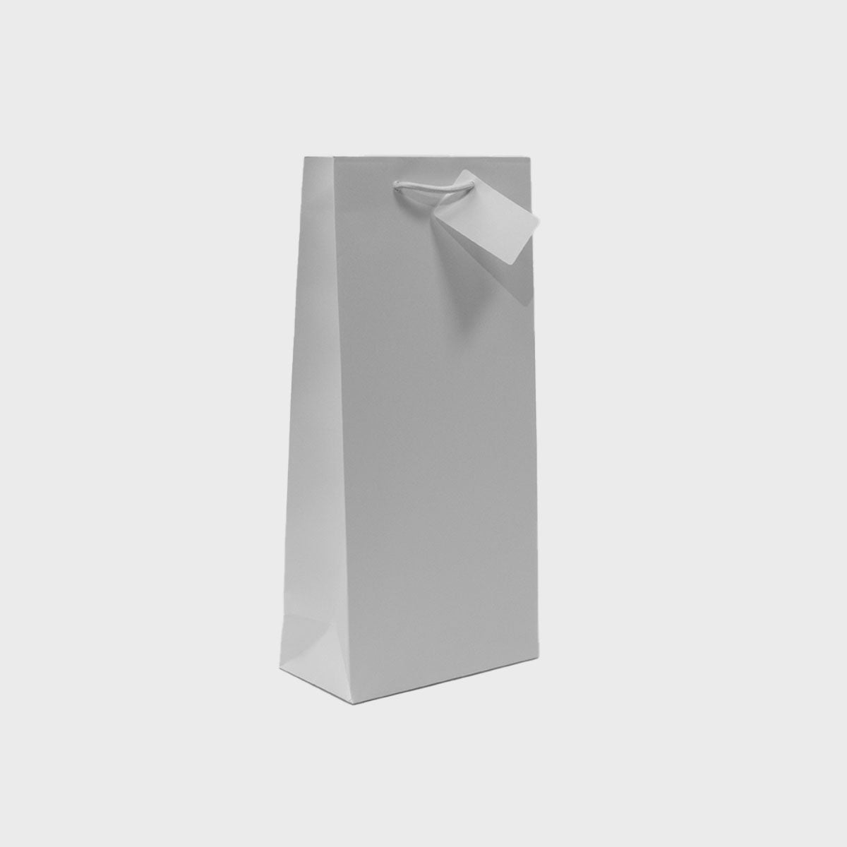 2 Bottle paper gift bag featuring a patterned finish and heavy-duty handles.