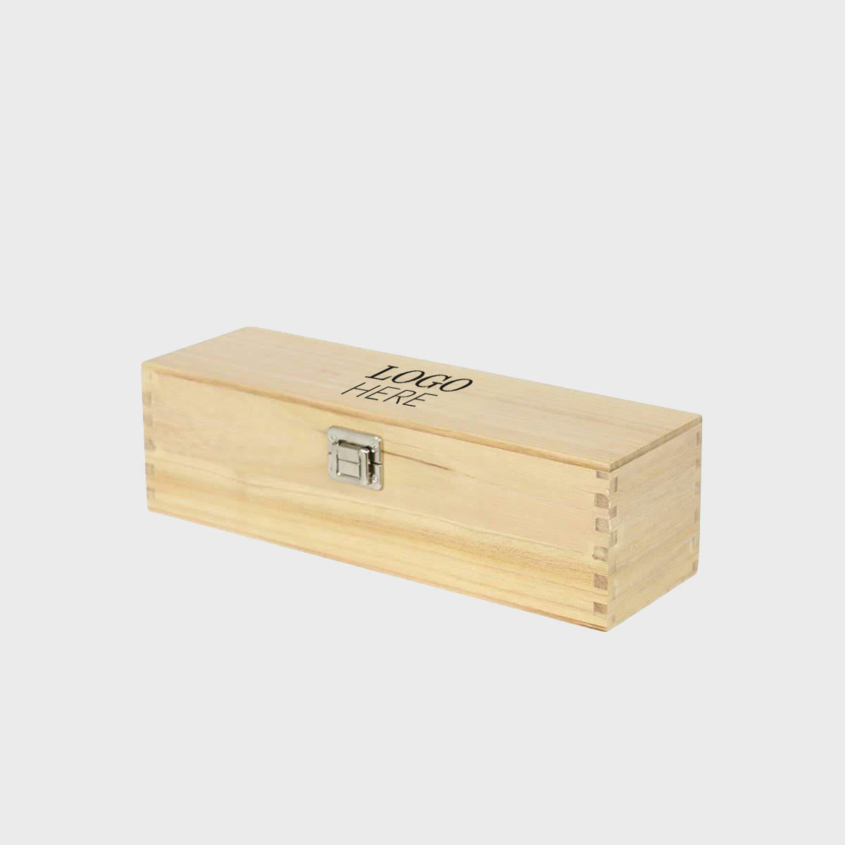 1 bottle tung wooden wine box with hinged lid with premium natural wood grain and secure hardware closures.
