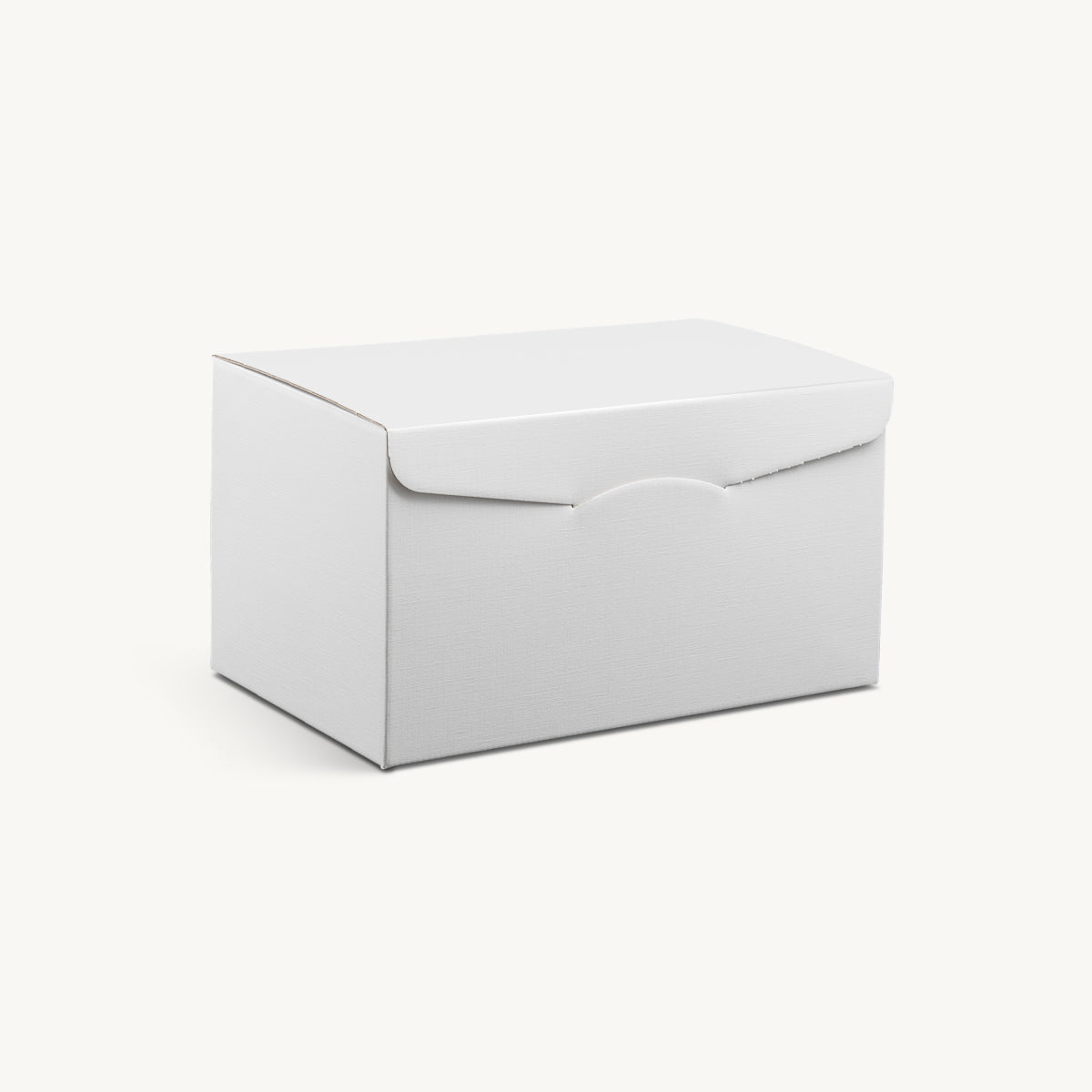 Small front opening gift hamper box from high-density rigid paperboard.