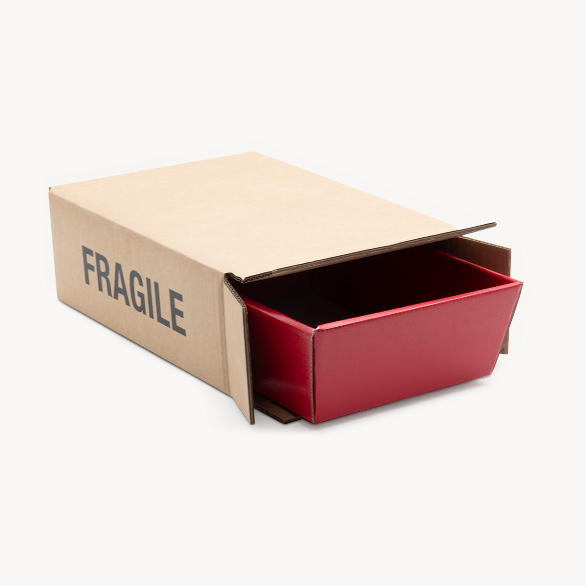 Small card tray protective outer with structured, low-profile walls and open-top design.