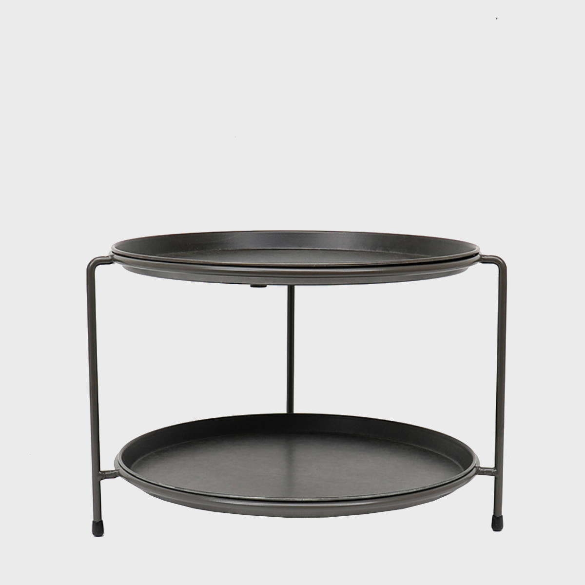 Leander metal tiered riser with metal serving tray designed to add functional height and dimension.