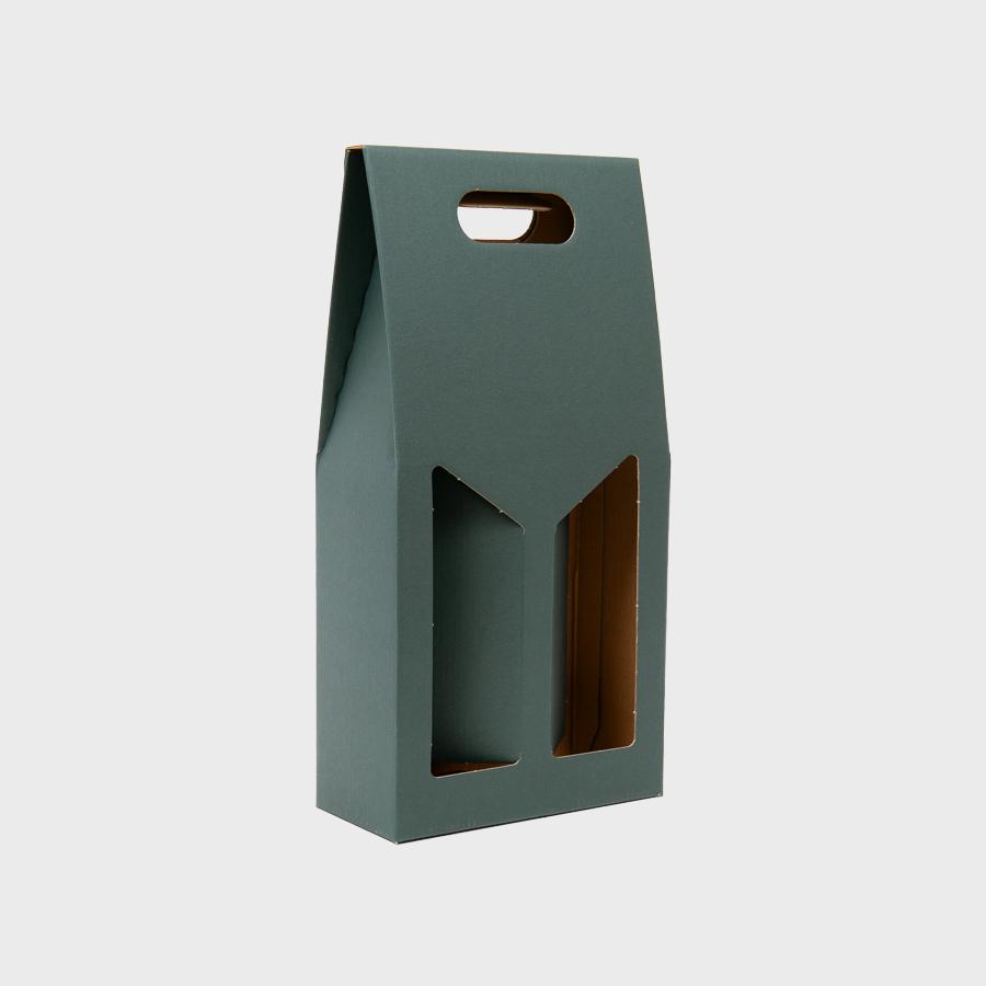 2 Bottle gift box with windows from high-density rigid paperboard.