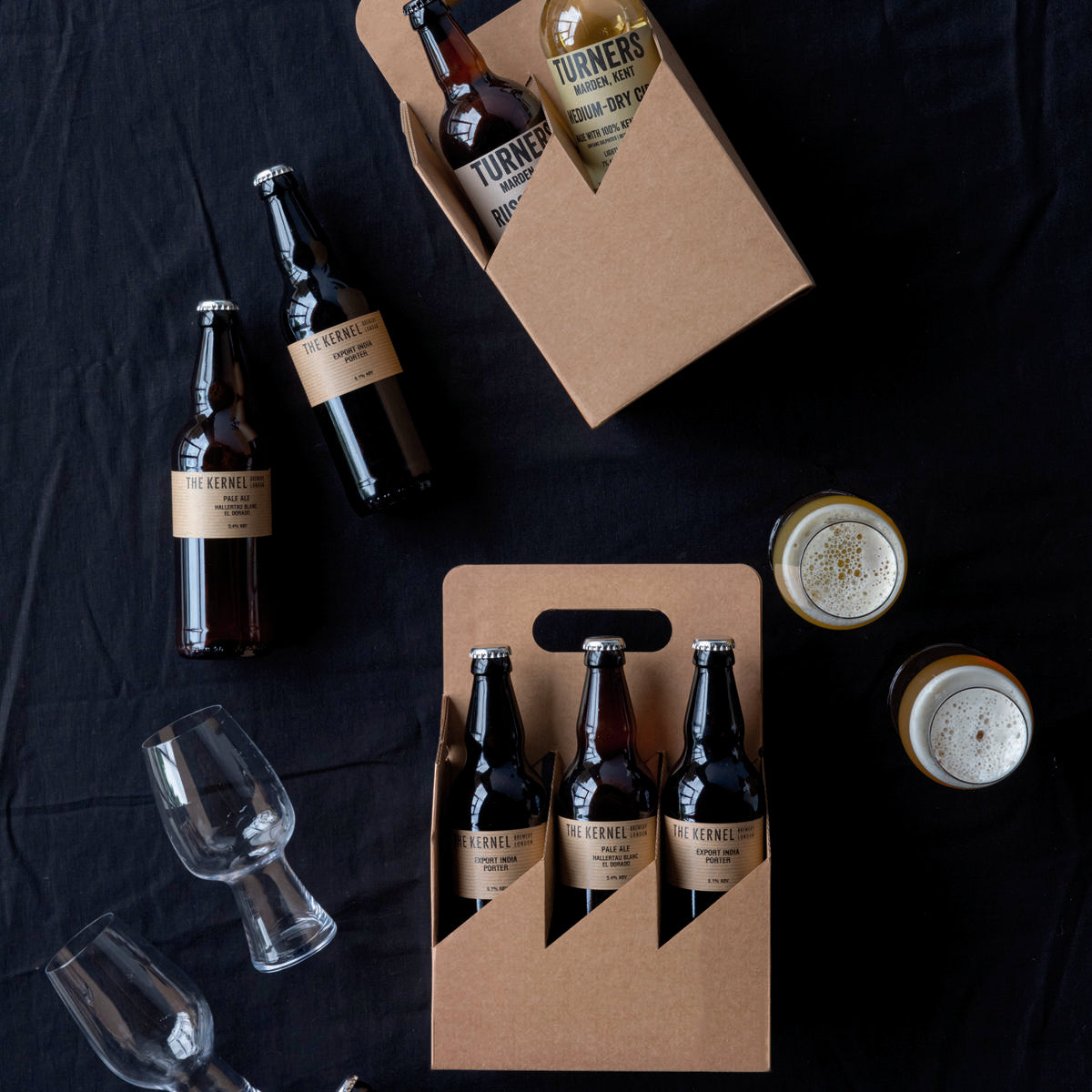 Bottle kraft carry crate with bottles in lifestyle shot.