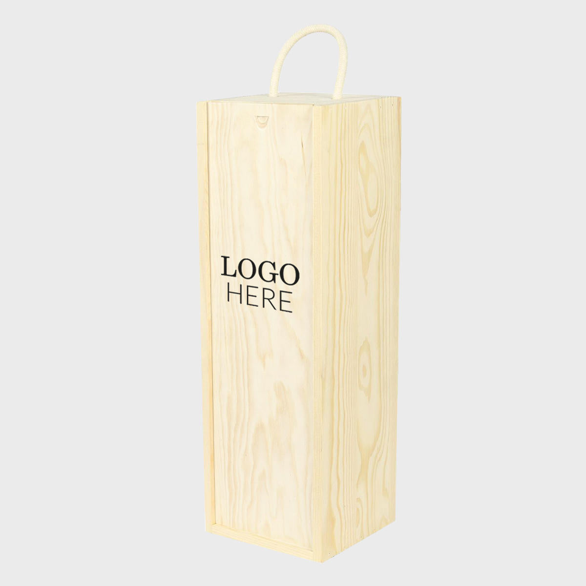 1 Magnum bottle wooden box with sliding lid with premium natural wood grain and secure hardware closures.