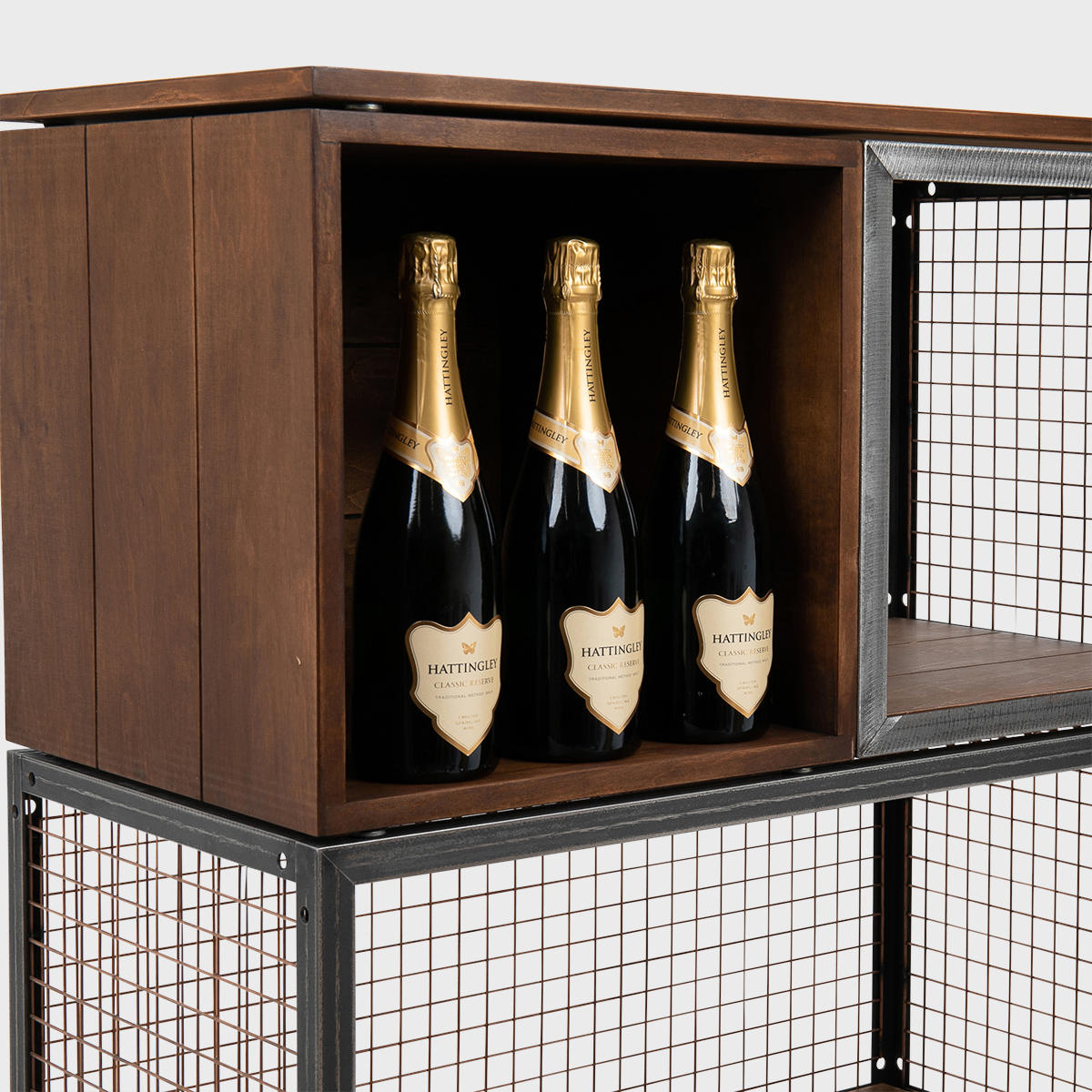 BRIX dark wood unit 5 panel 400 x 400mm featuring a heavy-duty modular geometric profile layout.