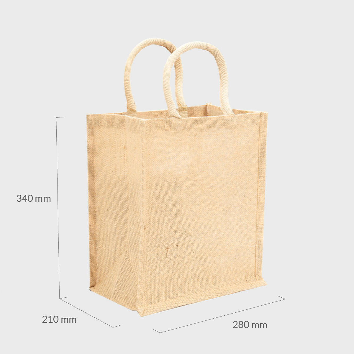 6 bottle natural jute wine bag with removable dividers.