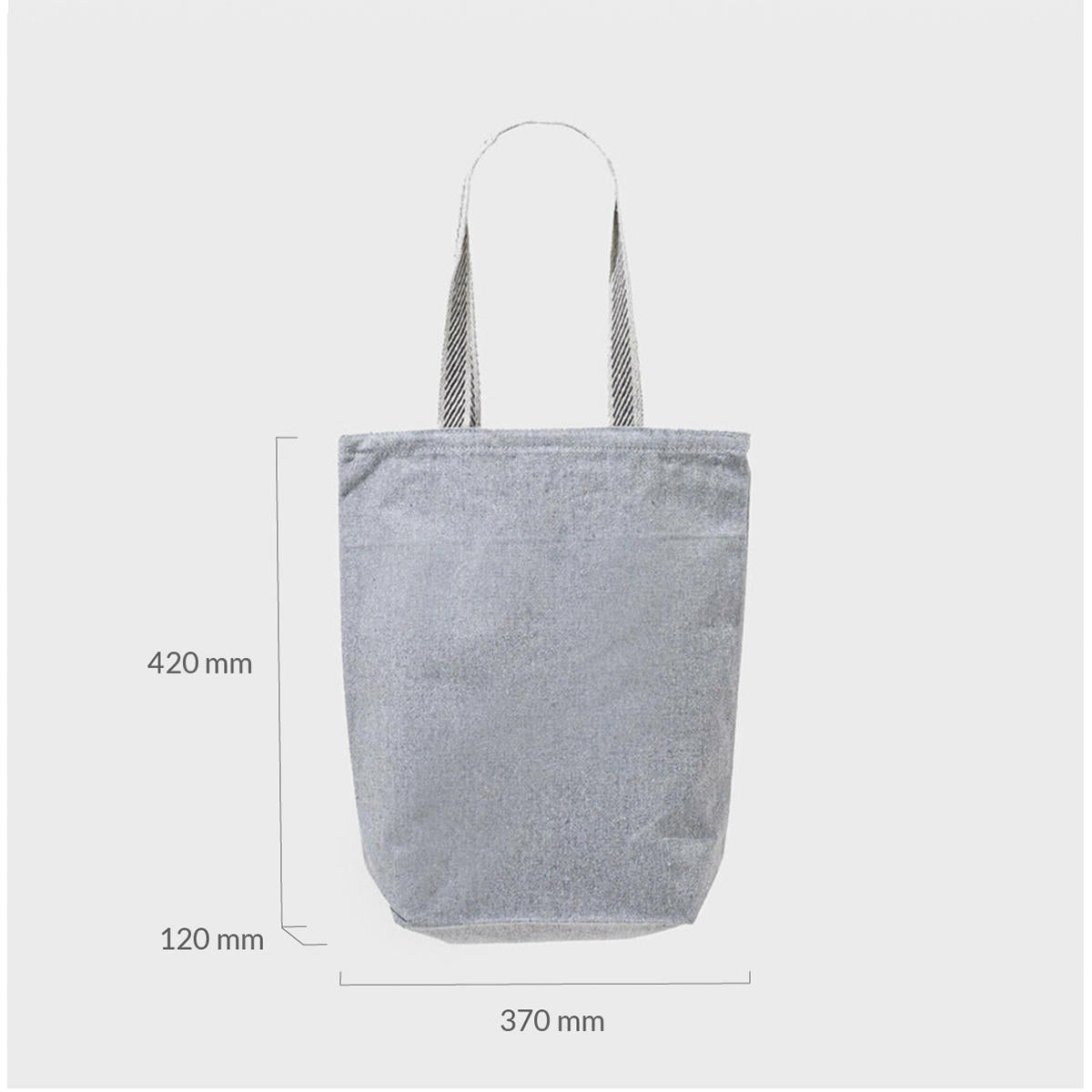 Medium grey 12oz recycled canvas bag with base gusset.