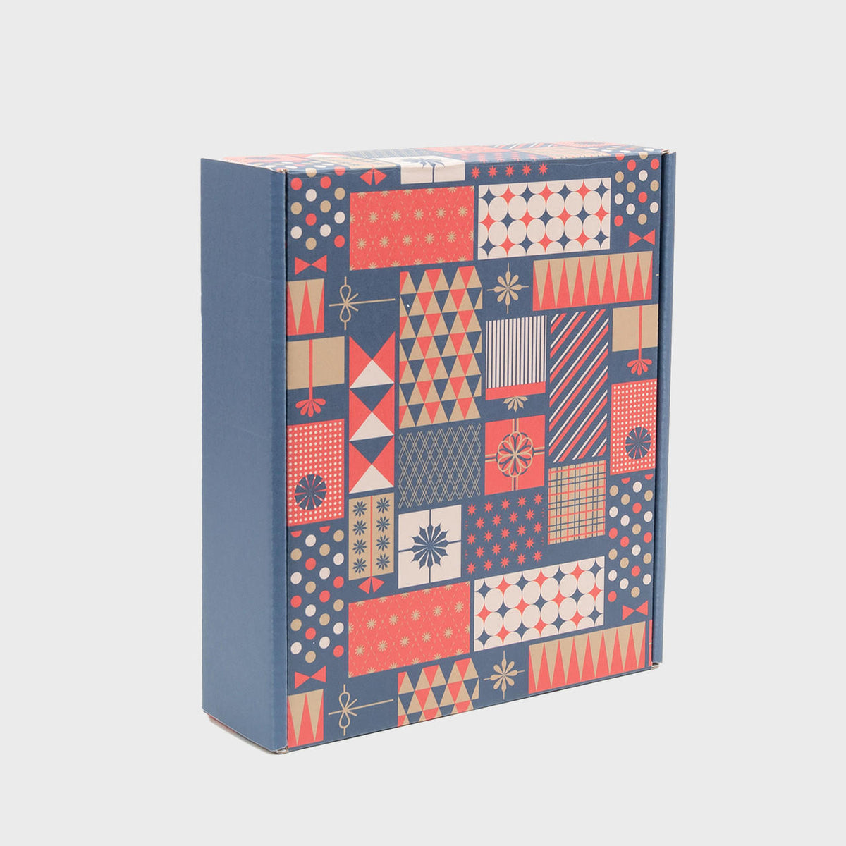 2 Bottle red and blue christmas gift box from high-density rigid paperboard.