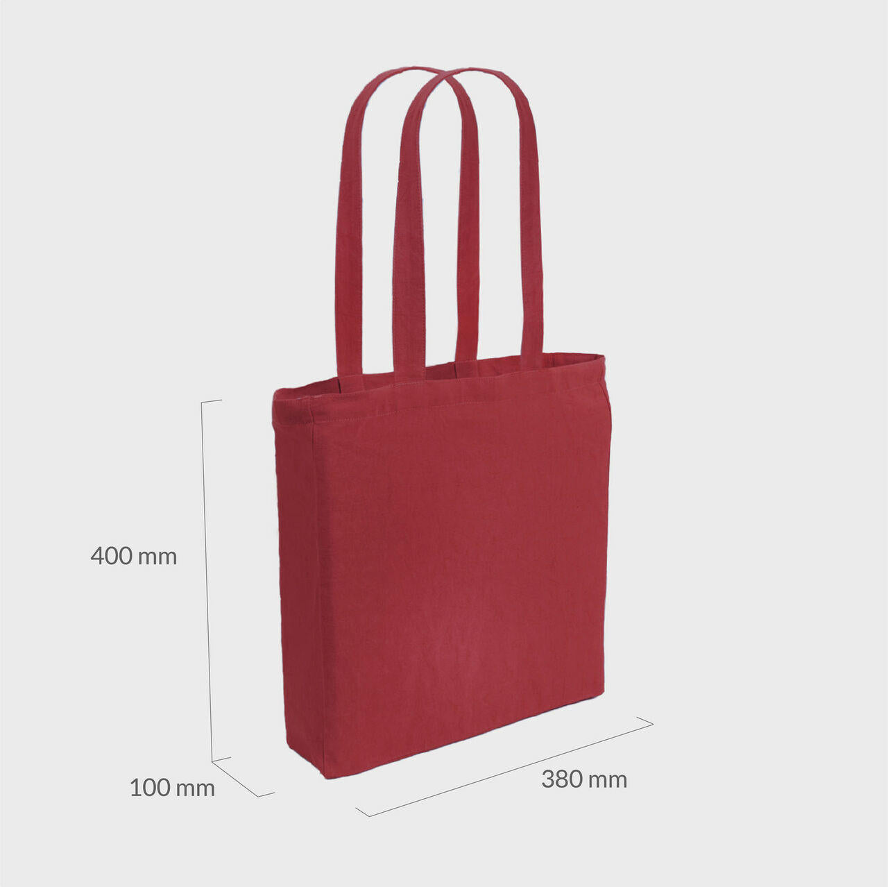 Burgundy 8oz recycled canvas bag with gusset and pocket.