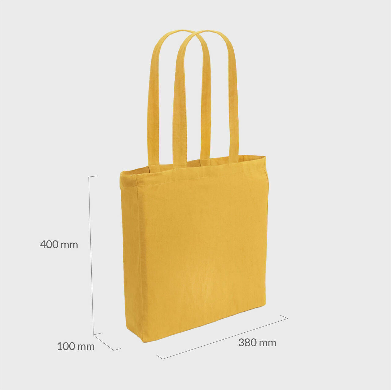 Mustard 8oz recycled canvas bag with gusset and pocket.
