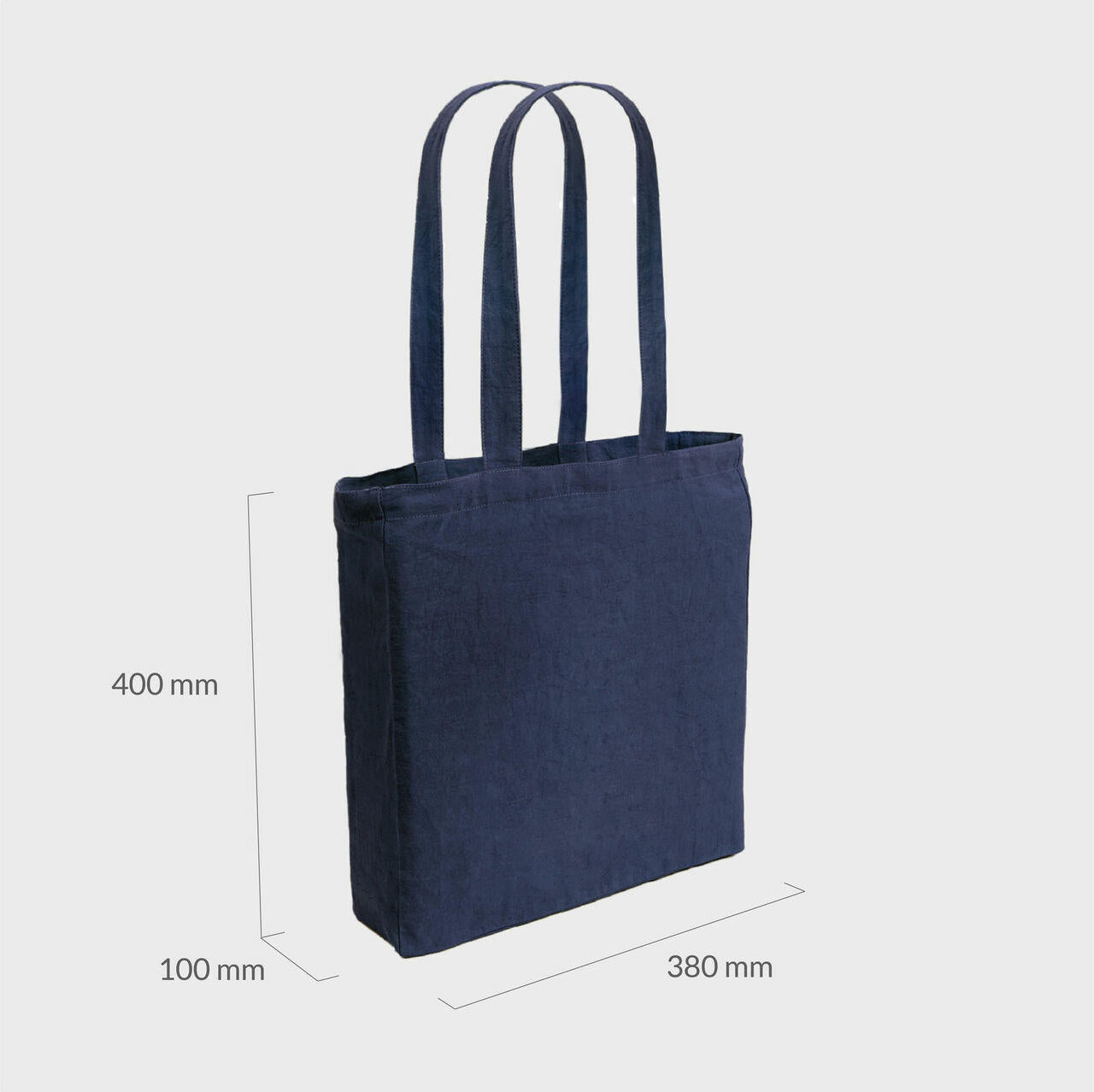 Navy 8oz recycled canvas bag with gusset and pocket.