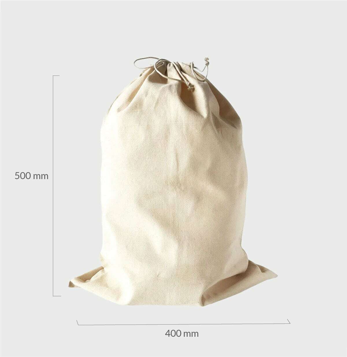 Large natural 8oz cotton drawstring sack.