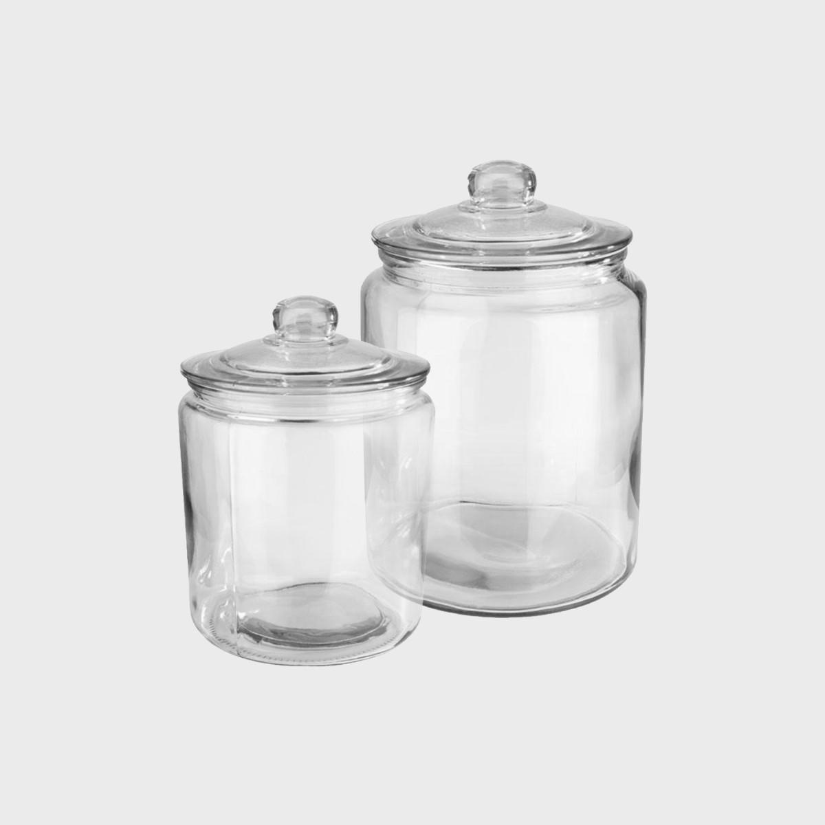 Glass jar with sealable lid.