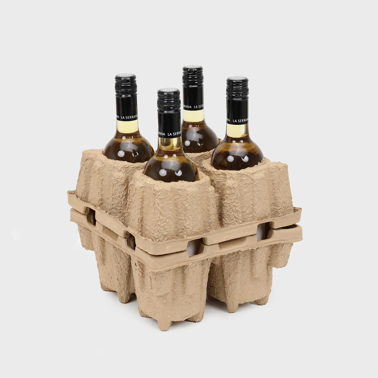 4 bottle Pulpsafe shipping box from thick, impact-resistant inner for bottle security.