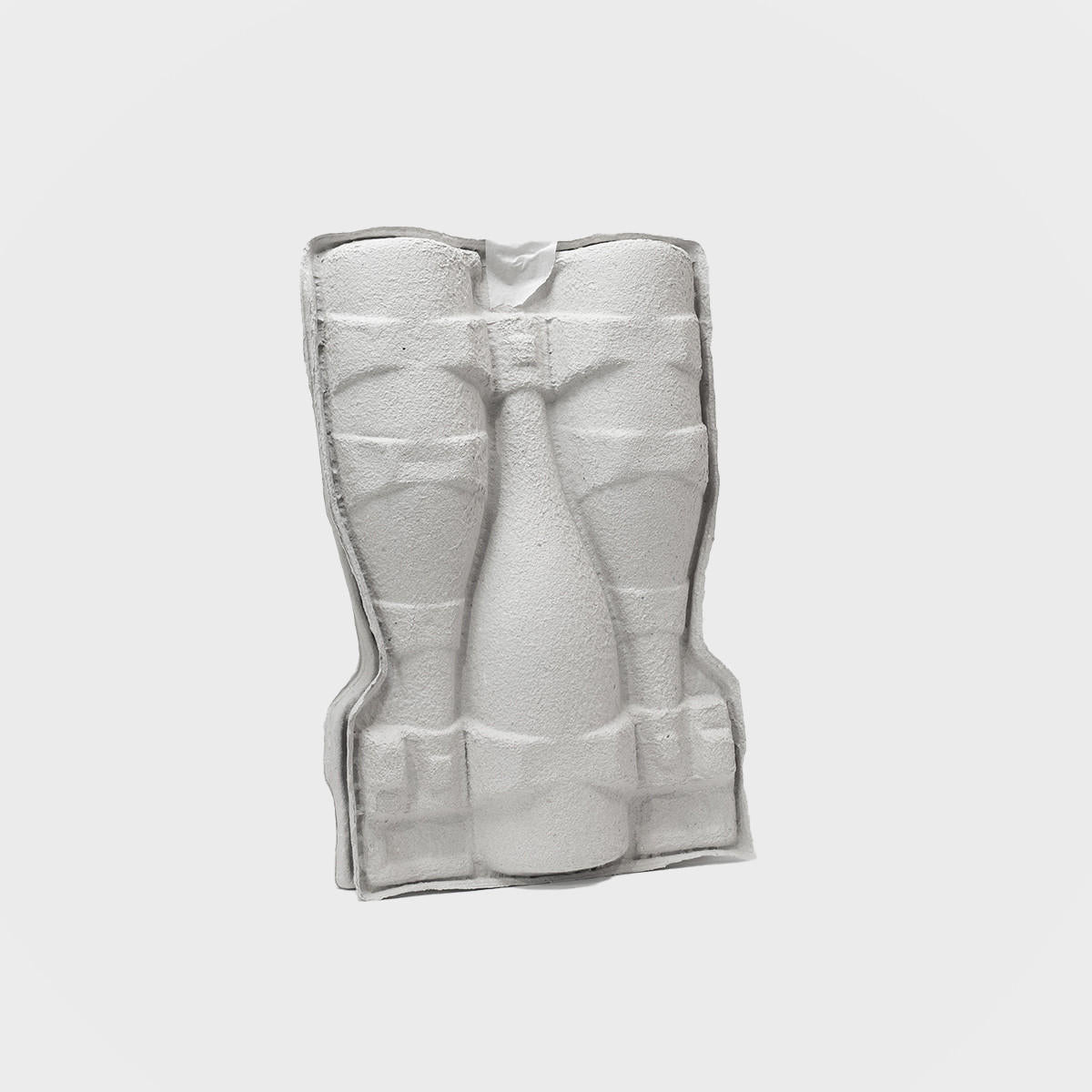 3 champagne bottle pulp divider tray with structured, low-profile walls and open-top design.