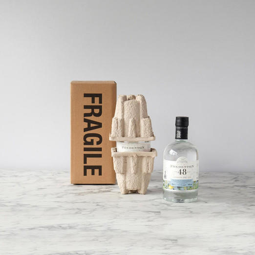 1 spirit bottle Pulpsafe shipping box from thick, impact-resistant inner for bottle security.