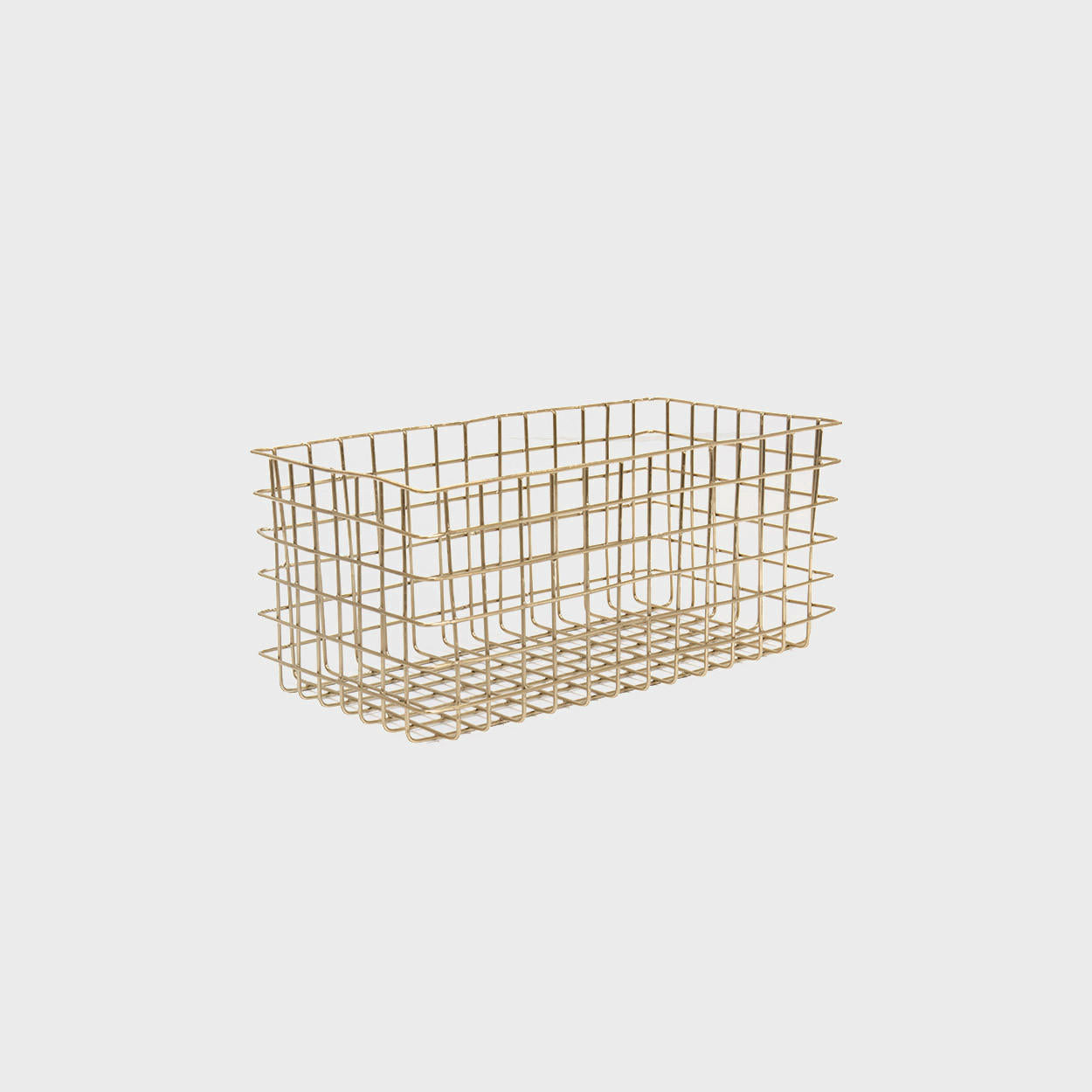 Deep brass wire basket.