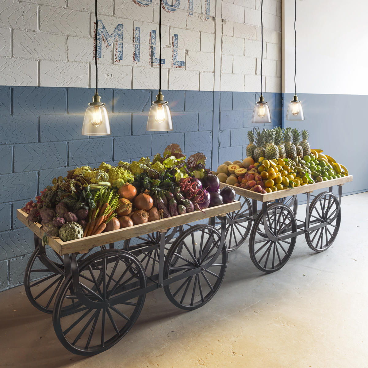 Large wooden market cart.