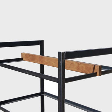 Kingsley 4 Shelf Trolley Unit with Mango Wood Chitting Trays and FREE Angle Bar with structured, low-profile walls and open-top design.