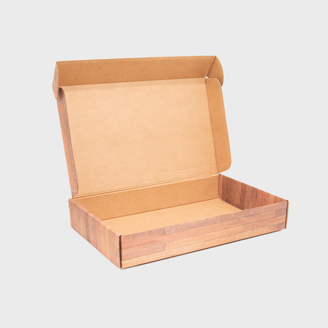 6 bottle wood effect front opening gift box from high-density rigid paperboard.
