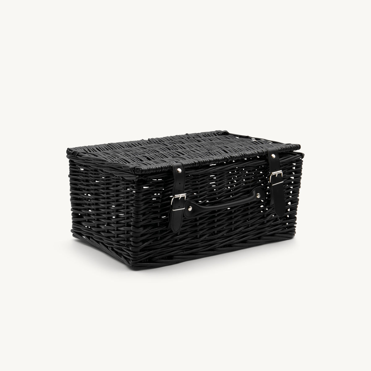 16 inch wicker hamper black hand-woven from natural split-wicker.