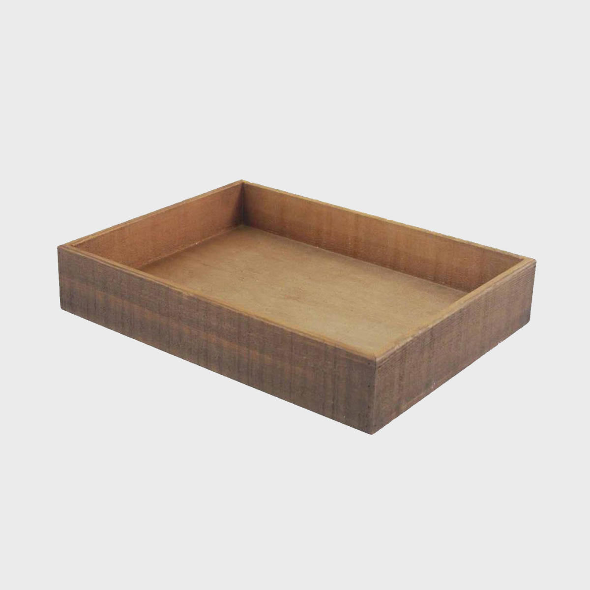 Railton vintage effect tray with structured, low-profile walls and open-top design.