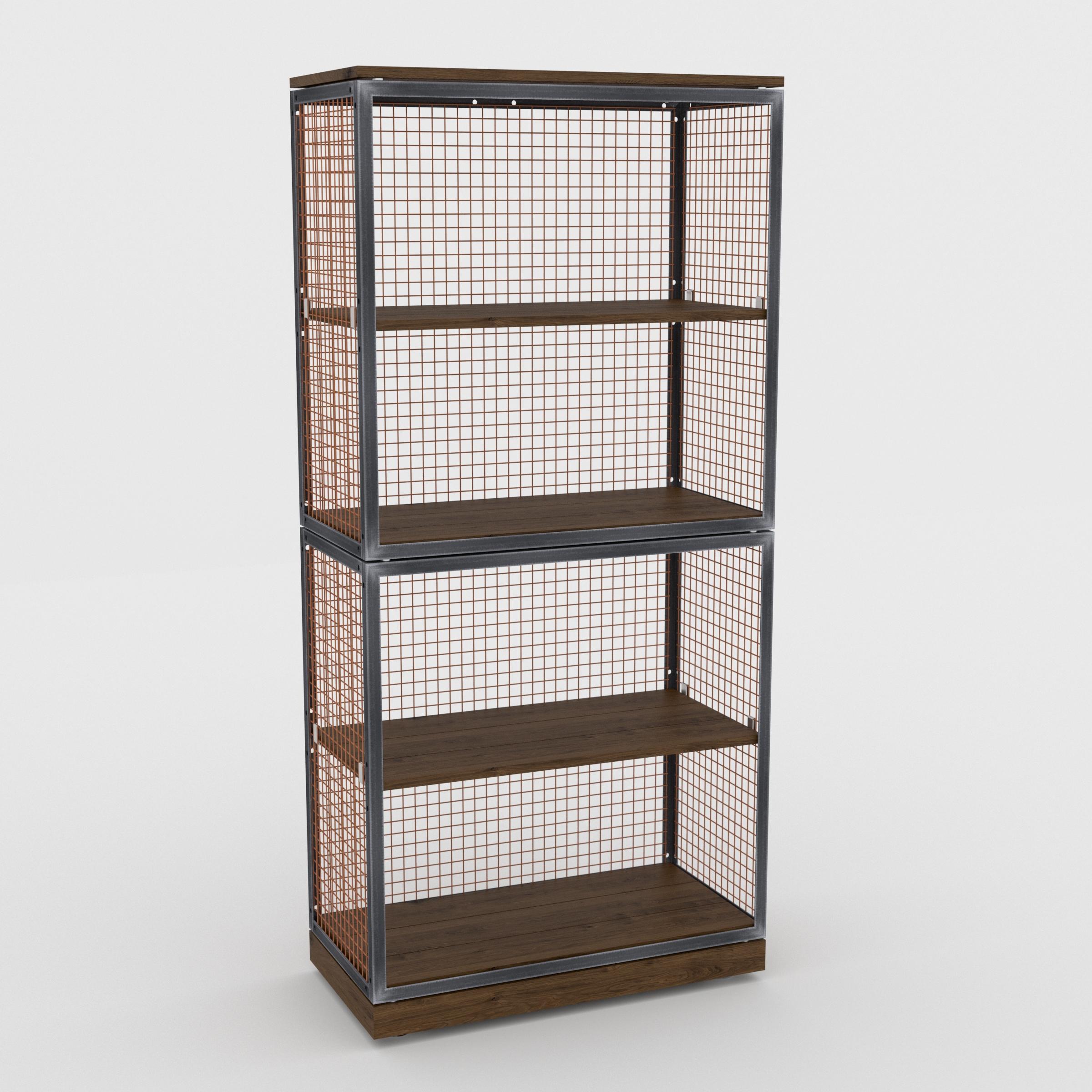 BRIX tall shelving dark wood featuring a heavy-duty modular geometric profile layout.