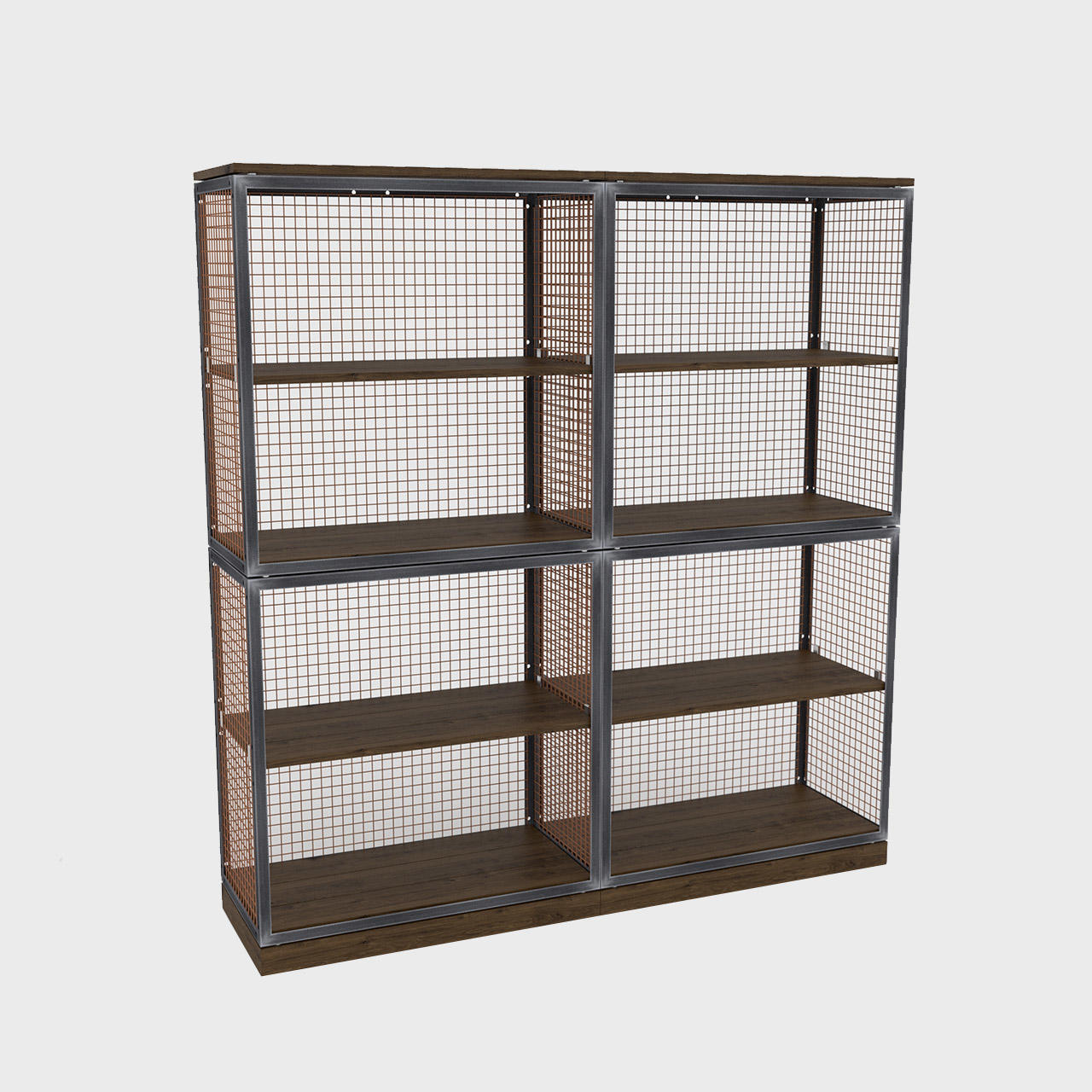 BRIX tall shelving dark wood featuring a heavy-duty modular geometric profile layout.