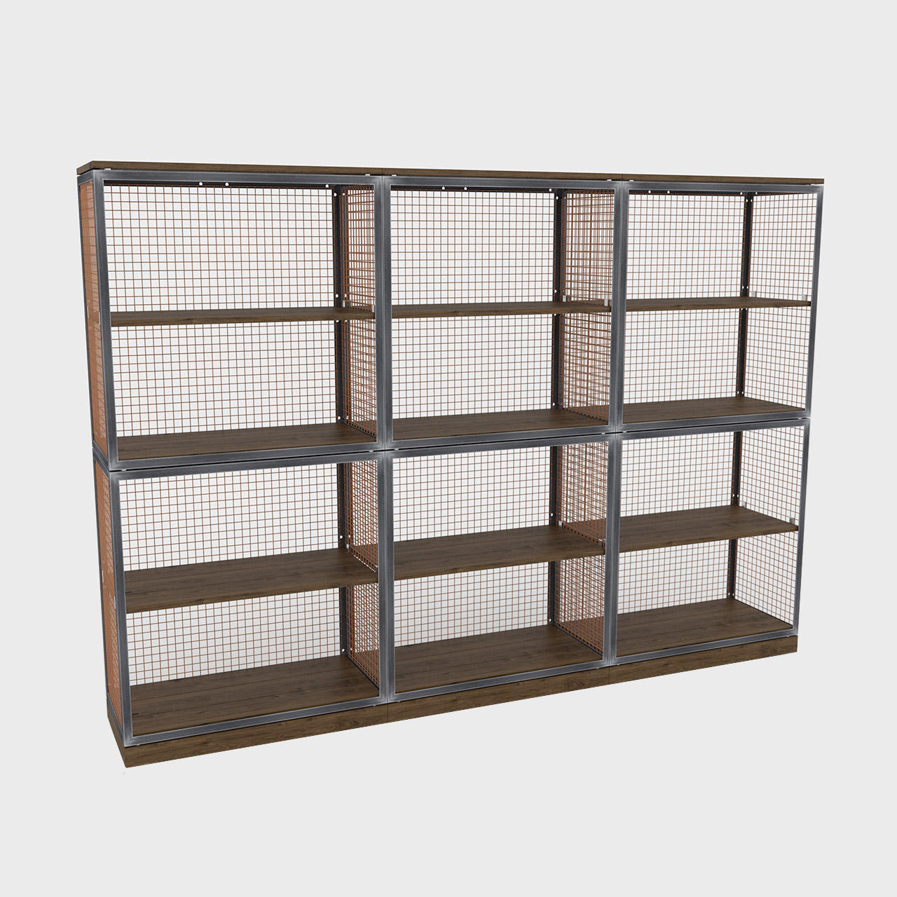 BRIX tall shelving dark wood featuring a heavy-duty modular geometric profile layout.