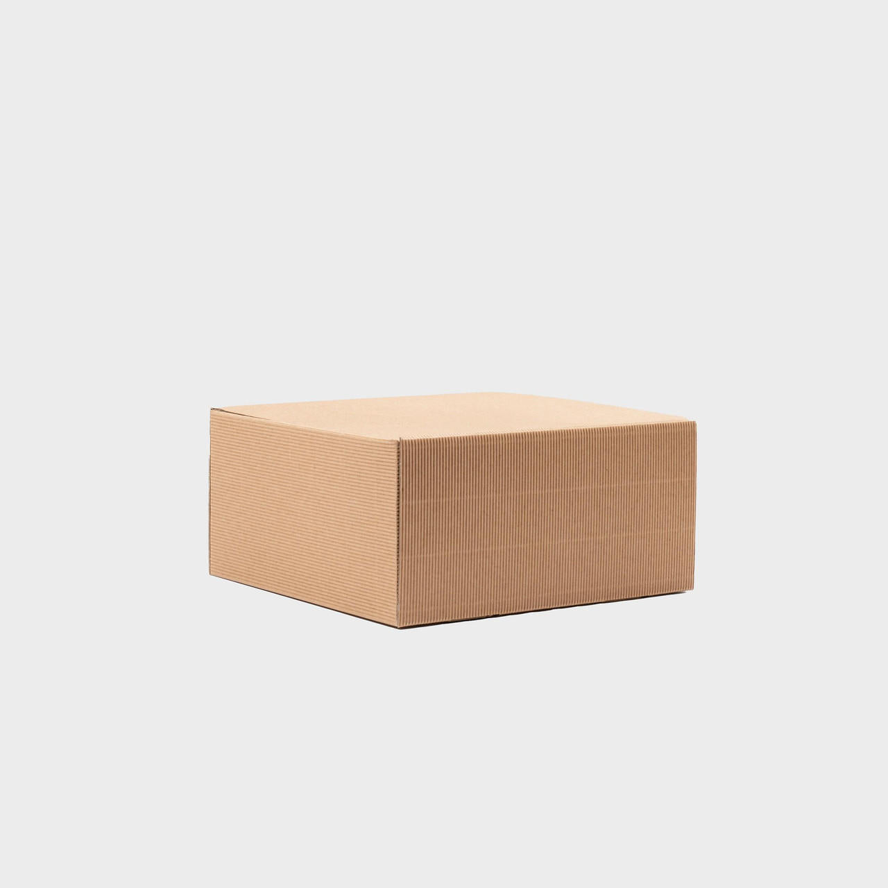 Square fluted card gift box from high-density rigid paperboard.