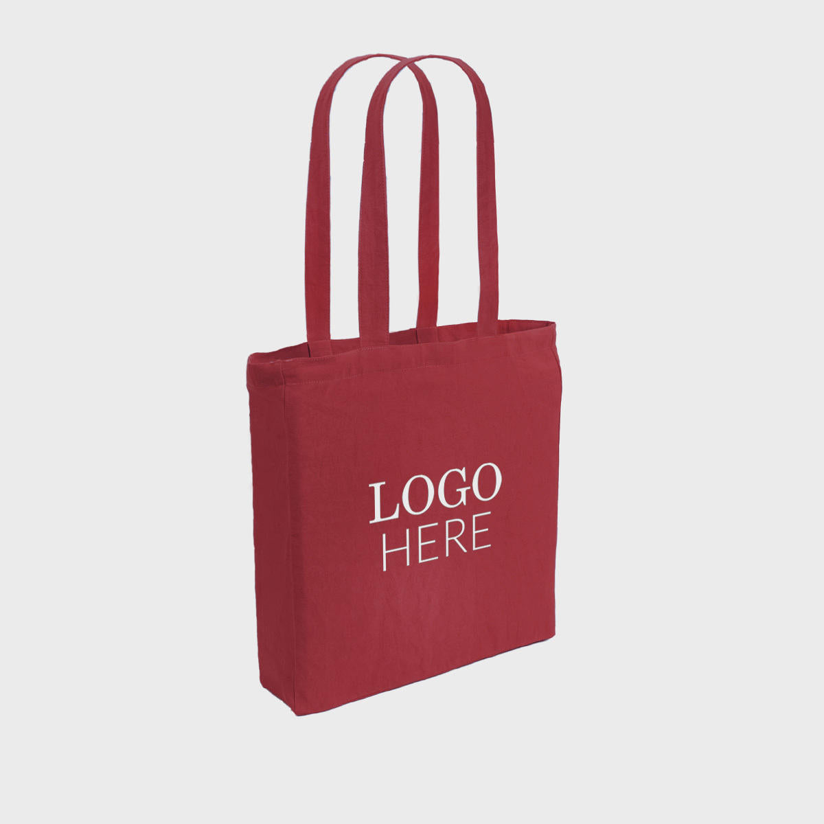 Burgundy 8oz recycled canvas bag with gusset and pocket.