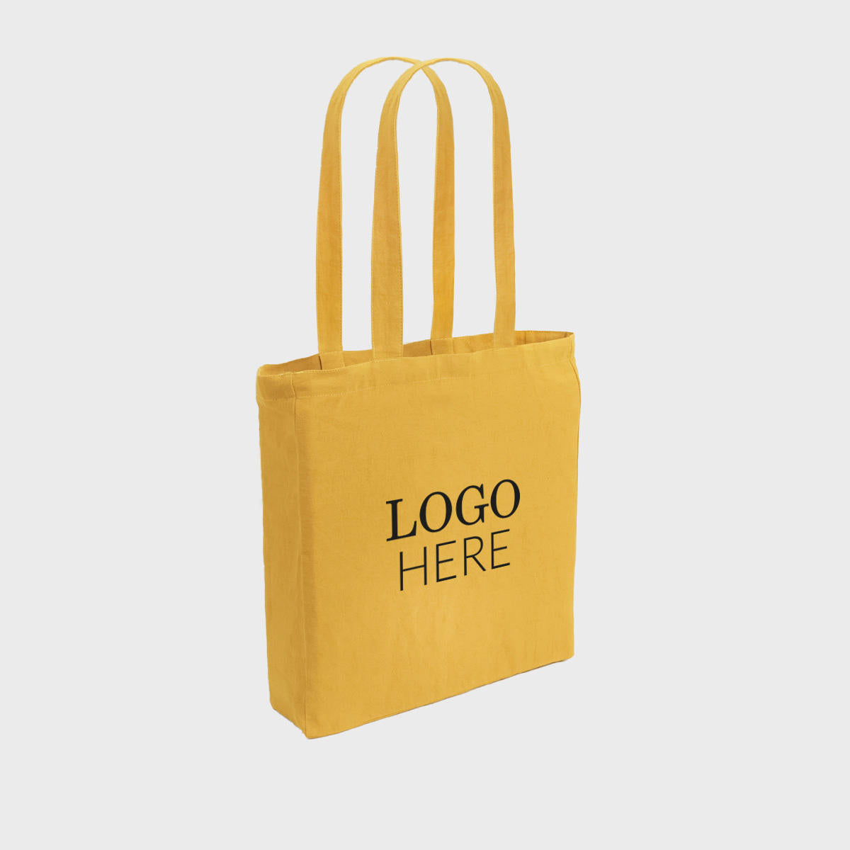 Mustard 8oz recycled canvas bag with gusset and pocket.