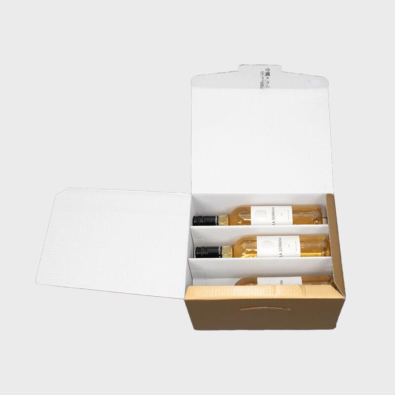 Stacked 6 bottle gift hamper box from high-density rigid paperboard.